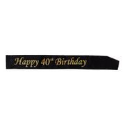 Ordensband Happy 40th Birthday Svart/Guld
