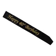 Ordensband Happy 40th Birthday Svart/Guld