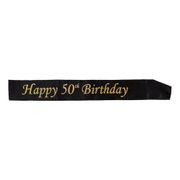 Ordensband Happy 50th Birthday Svart/Guld