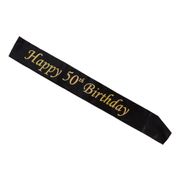 Ordensband Happy 50th Birthday Svart/Guld