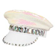 Paljettkeps Vit/Pärlemor med Juveler