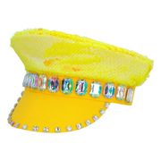 Paljettkeps Gul/Pärlemor med Juveler