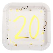 Papptallerkener 20 Hvit/Gull