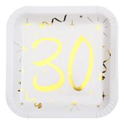 Pahvilautaset 30 Valkoinen/Kulta