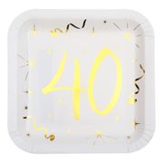 Papperstallrikar 40 Vit/Guld