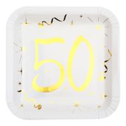 Papperstallrikar 50 Vit/Guld