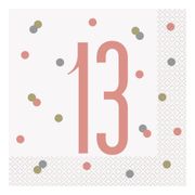 Servetter 13 Vit/Roséguld