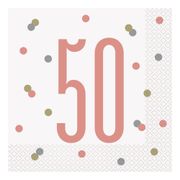 Servetter 50 Vit/Roséguld