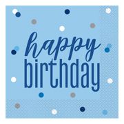 Servetter Happy Birthday Blå Prickig