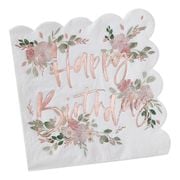 servetter-happy-birthday-roseguld-blommor-1