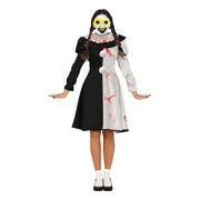 Skräckclown Svart/Vit Dam Maskeraddräkt