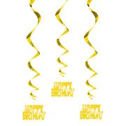 Swirls Happy Birthday Guld Hängande Dekoration