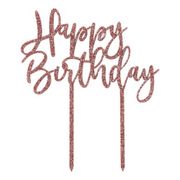 Happy Birthday -kakkukoriste Ruusukulta Akryyli