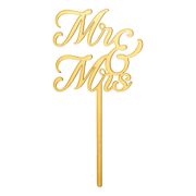 Tårtdekoration Mr & Mrs Guld i Akryl
