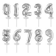 Kagedekoration Talballon Mini Sølv