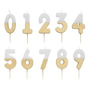 Tårtljus Siffra Guld/Vit