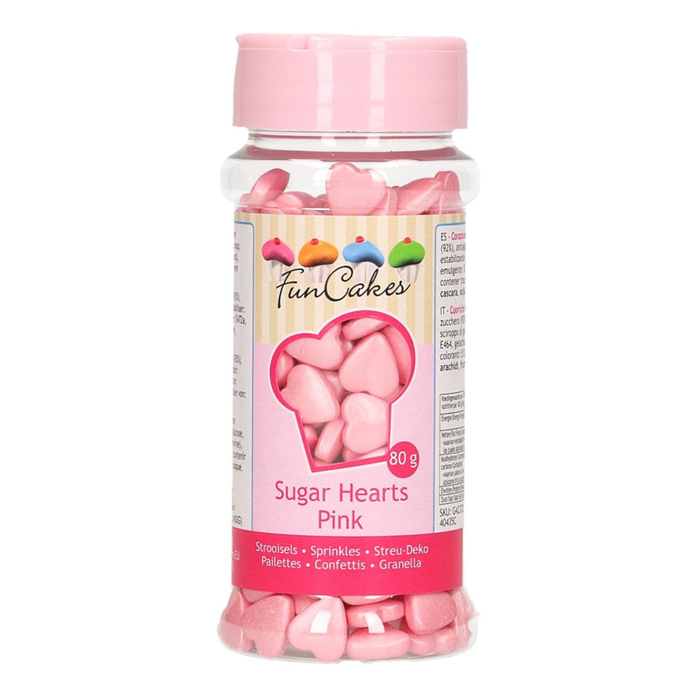 FunCakes Strössel Sugar Hearts Pink/Rosa - 80 g