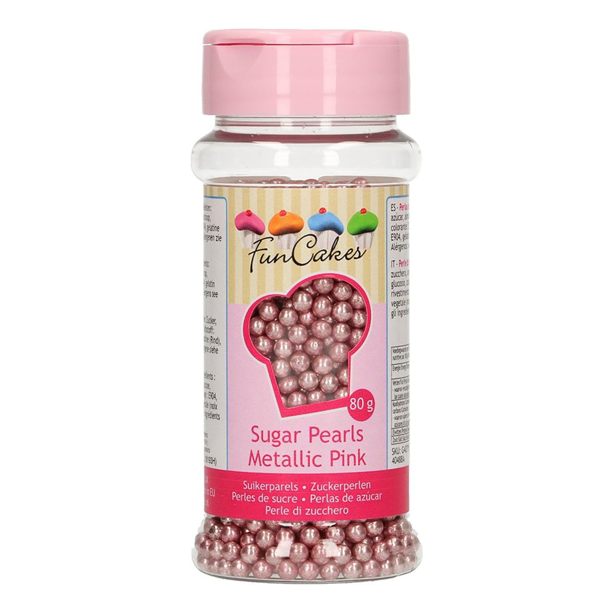 FunCakes Strössel Sugarpearls Metallic Pink/Rosa - 80 g