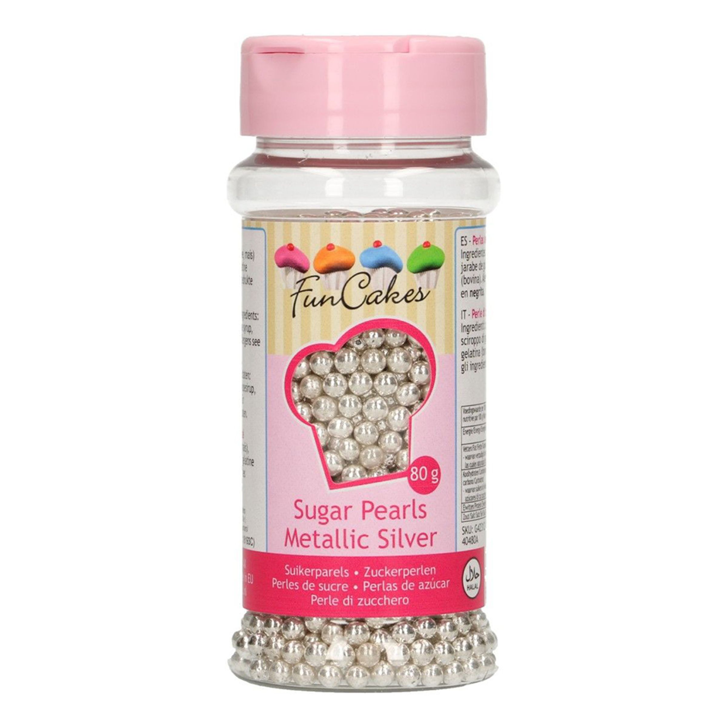 FunCakes Strössel Sugarpearls Metallic Silver - 80 g
