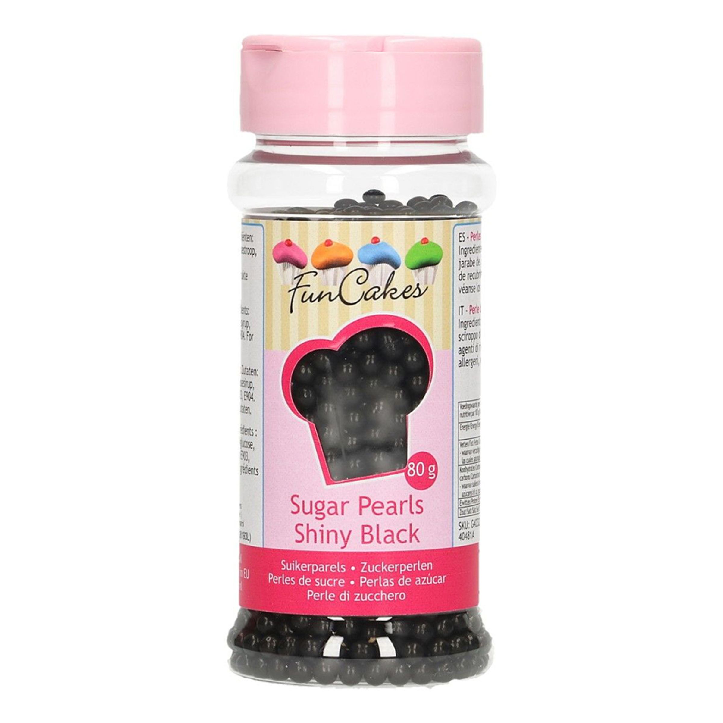 Läs mer om FunCakes Strössel Sugarpearls Shiny Black - 80 g