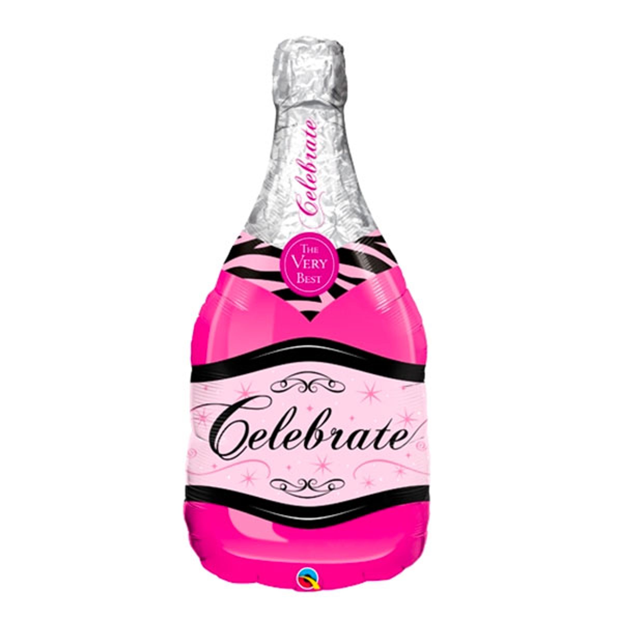 Folieballong Champagneflaska Rosa
