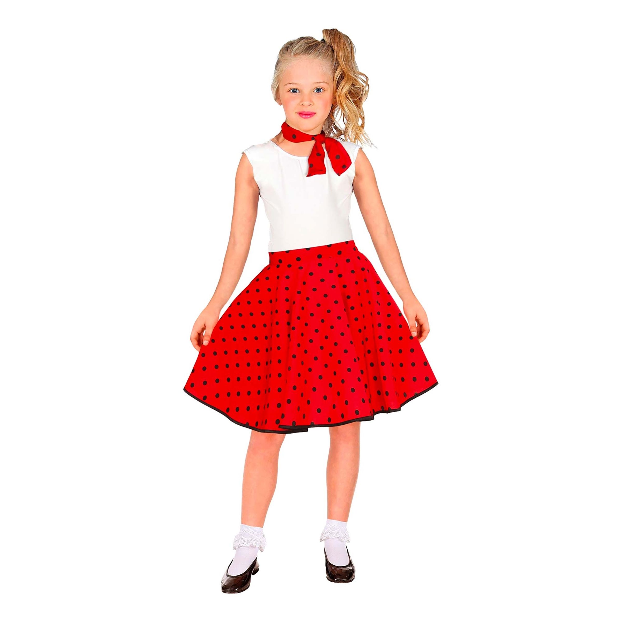 Läs mer om 50-tals Kjol med Scarf Röd för Barn - One size