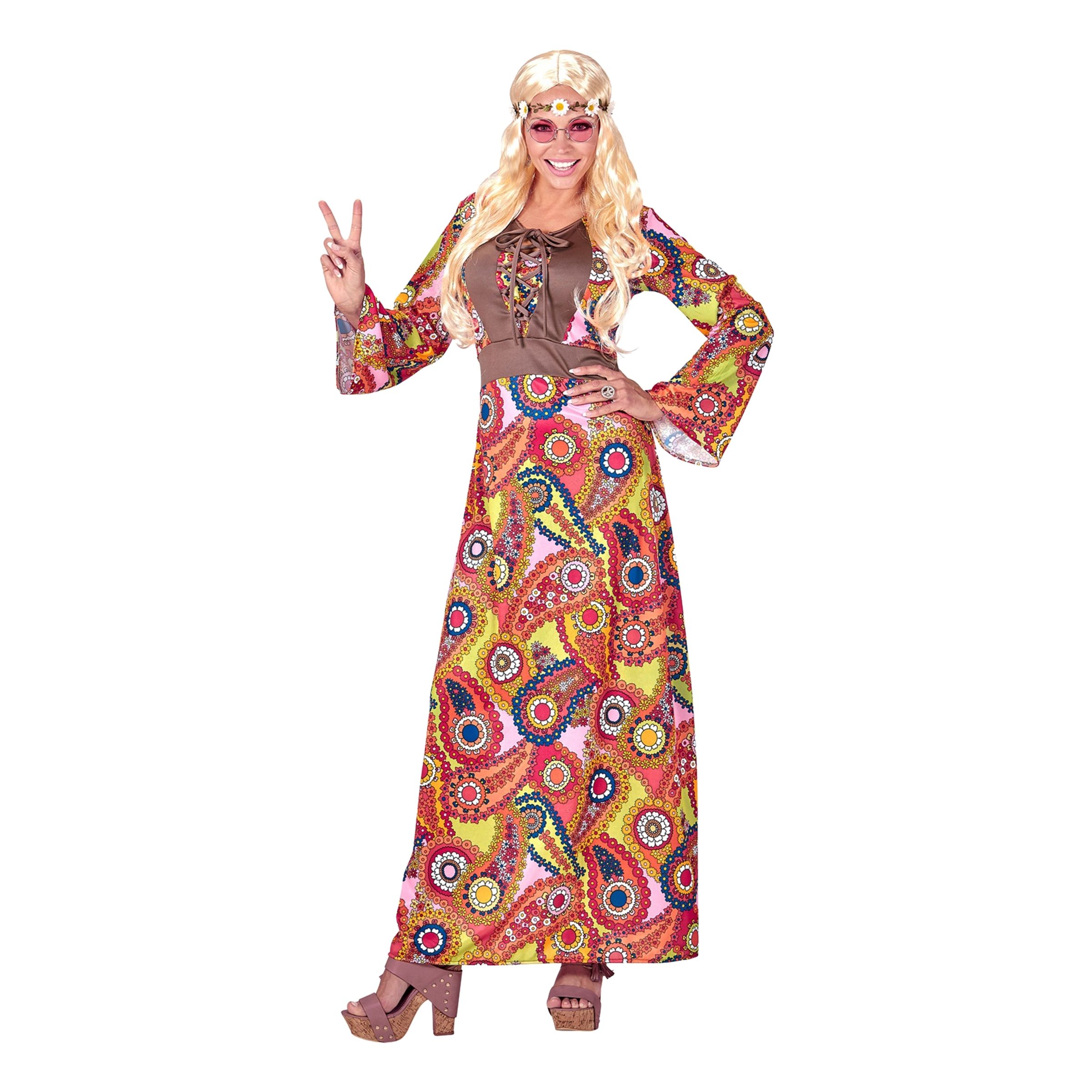 Läs mer om 60-tals Hippie Klänning Maskeraddräkt - X-Large