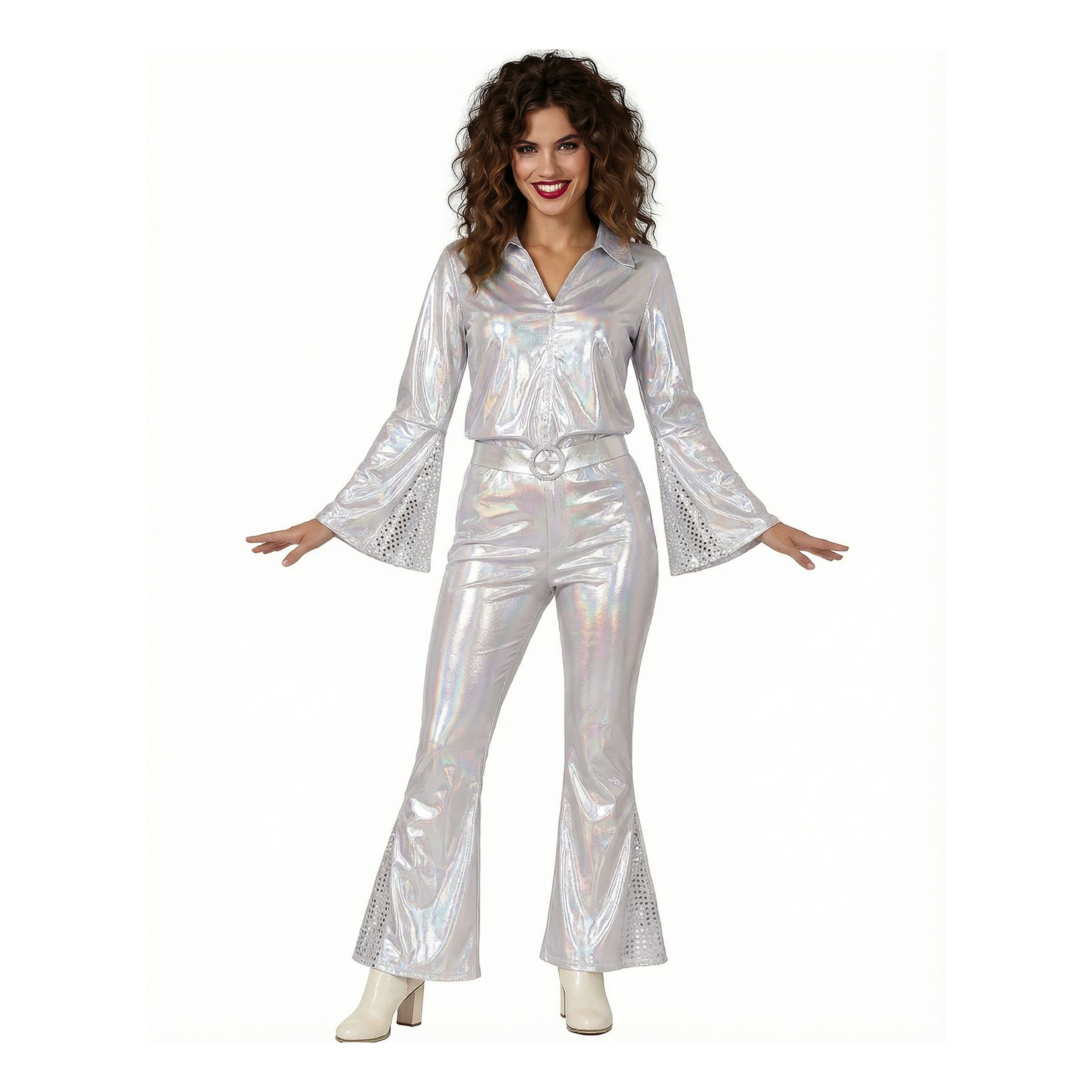 70'er Disco Dame Sølv Kostume - Medium