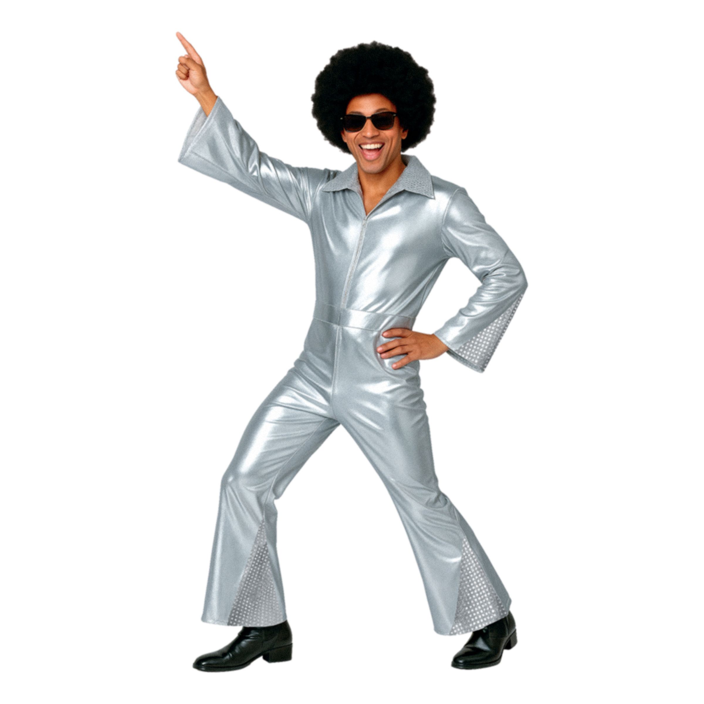 70-tals Disco Herr Silver Maskeraddräkt - Medium | Hem - Maskerad - Maskeraddräkter - Herrdräkter | Pryloteket