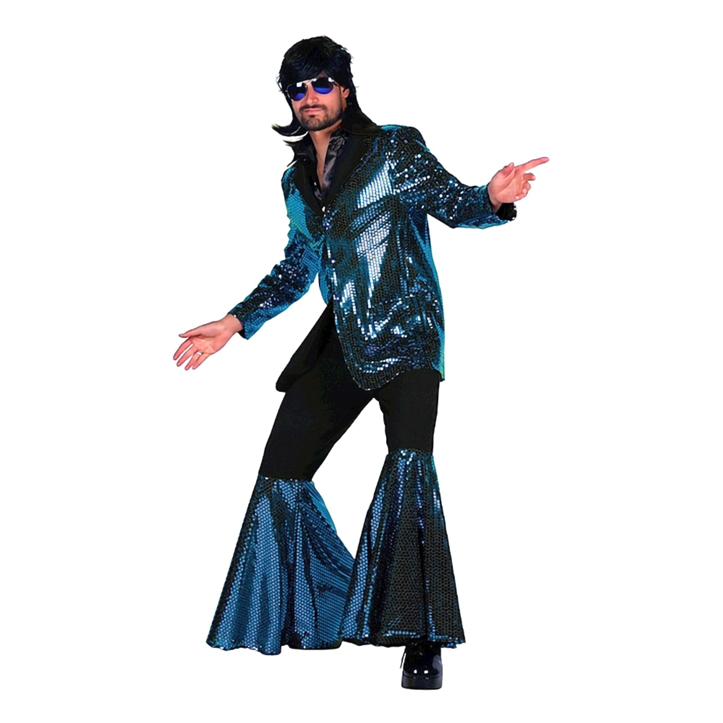 70-tals Disco Kostym Turkos Maskeraddräkt Deluxe - Large | Hem - Maskerad - Maskeraddräkter - Herrdräkter | Pryloteket