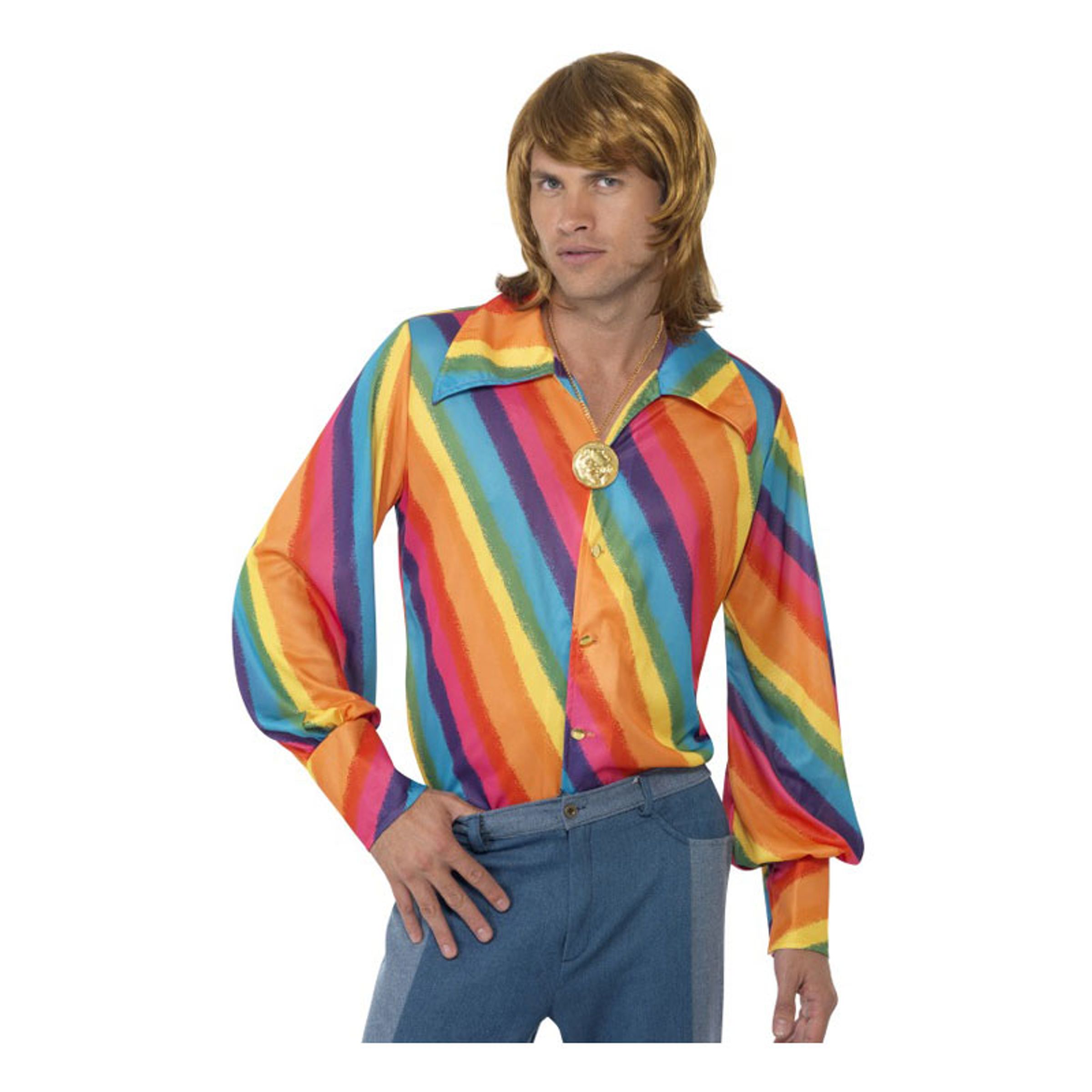 Läs mer om 70-tals Regnbågsfärgad Skjorta - Large