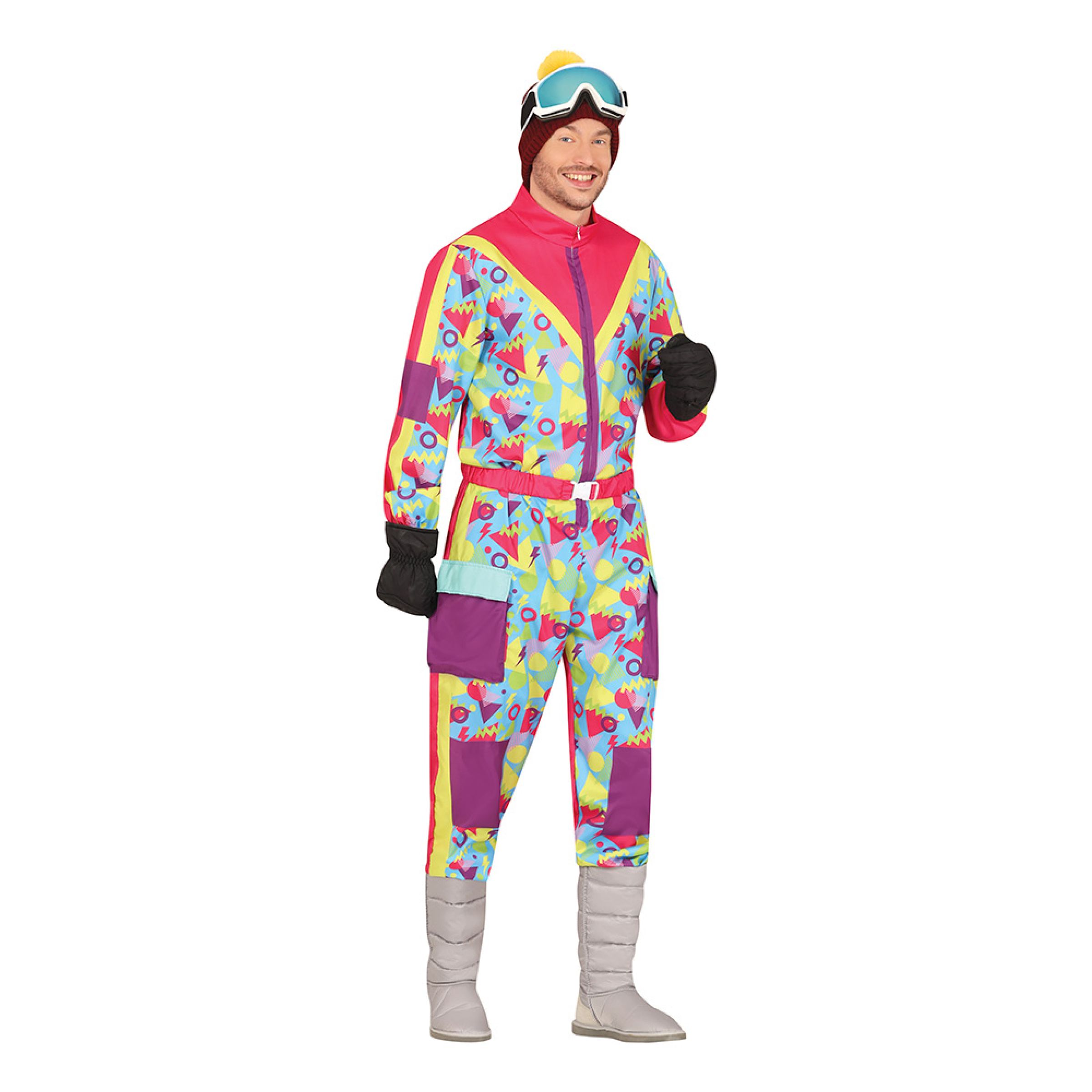 80’er Lyserød Skioverall Herre Kostume