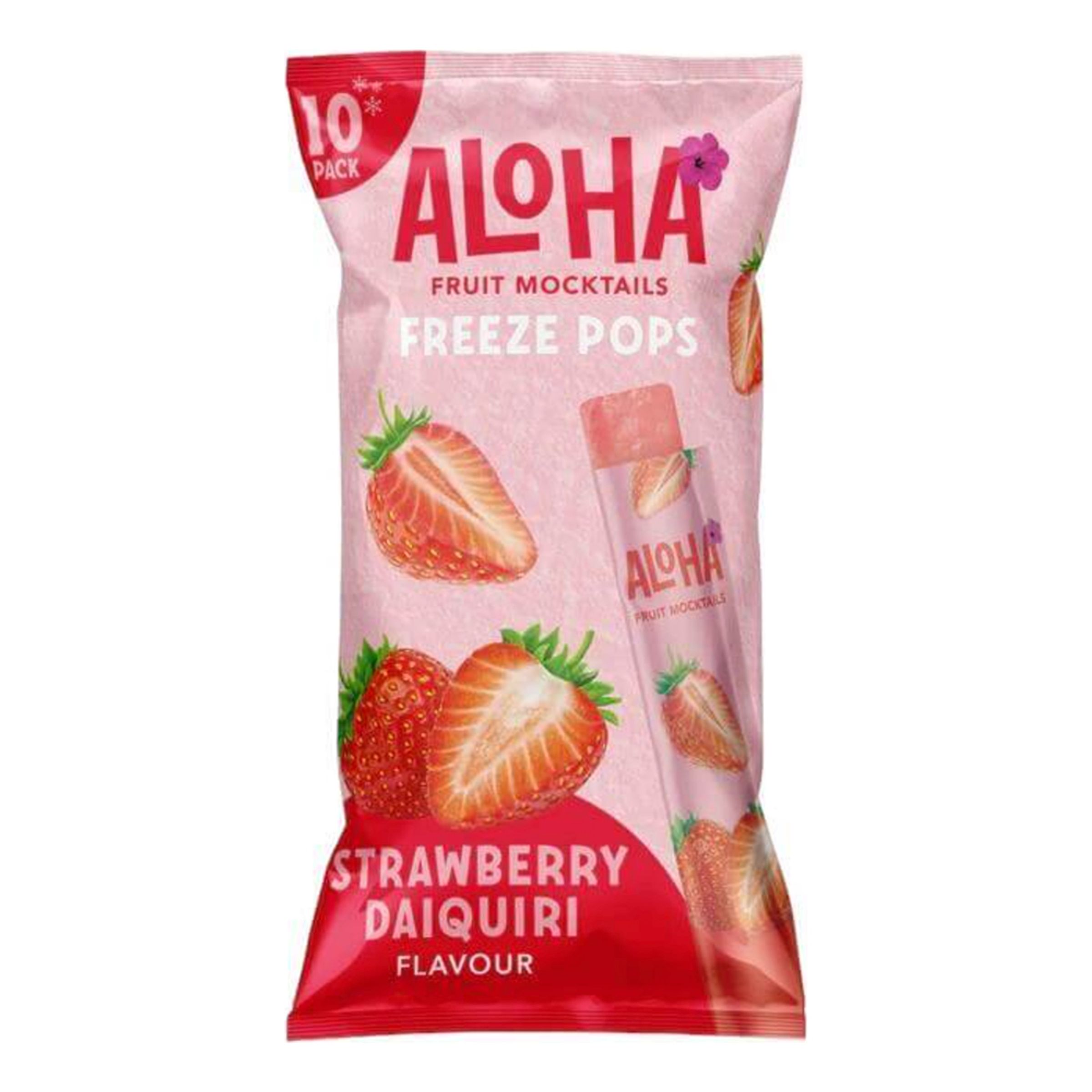 Aloha Mocktail Freeze Pops Strawberry Daiquiri Isglass - 10-pack