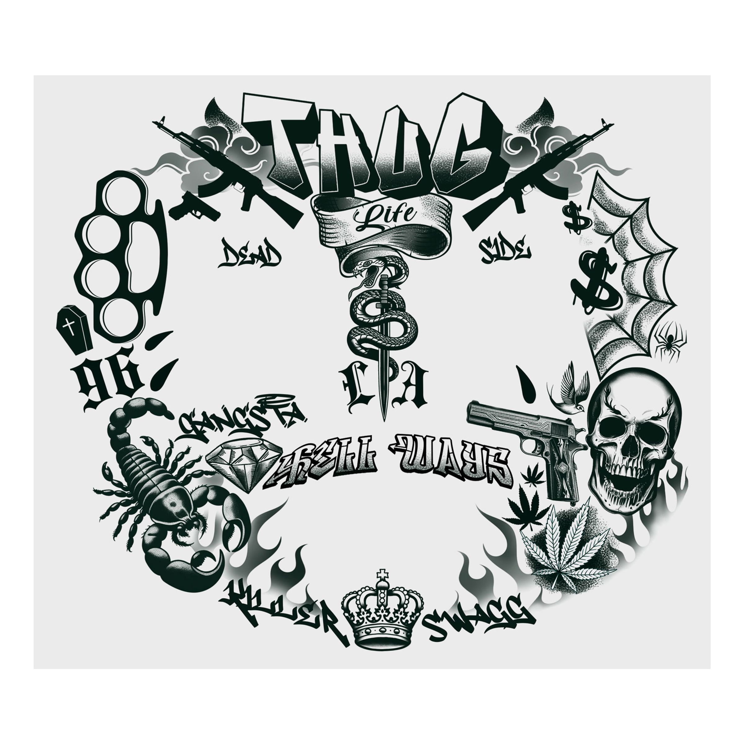 Ansiktstatuering Thug Life | Hem - Maskerad - Smink - Tatueringar | Pryloteket