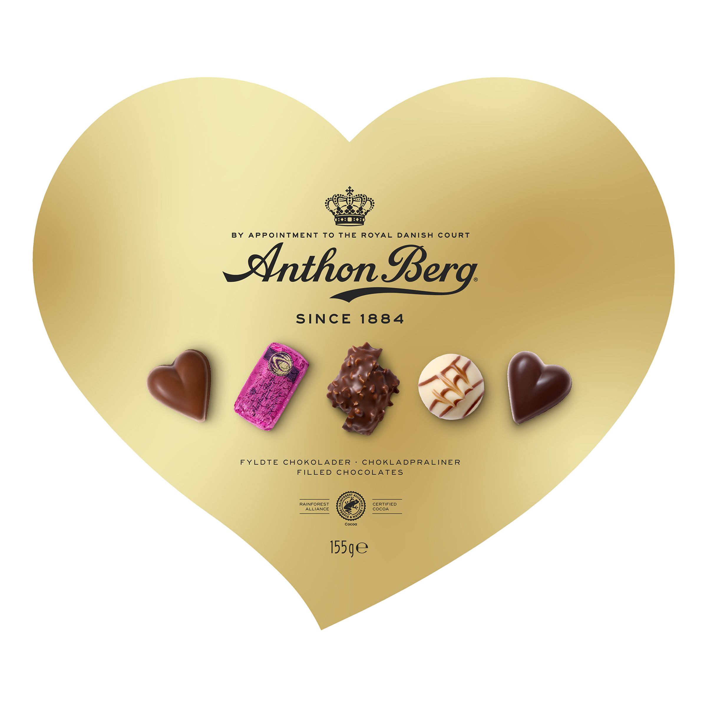 Anthon Berg Hjärtformad Guldask - 155 gram | Hem - Godis & Läsk - Godis - Choklad | Party Outlet