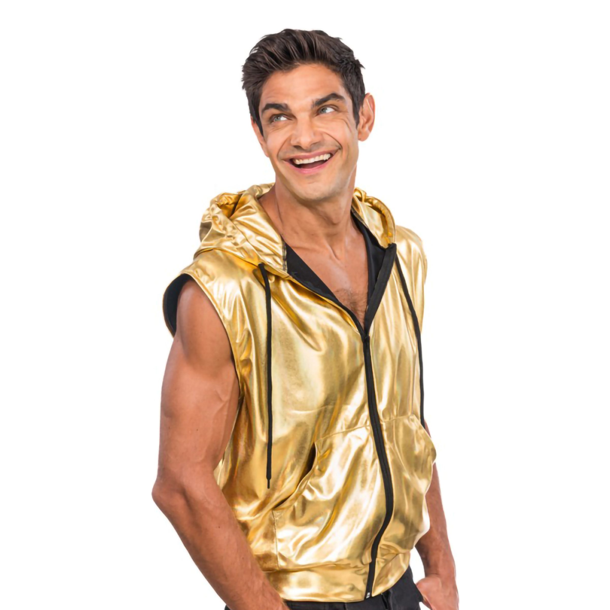 Ärmlös Hoodie Guld Metallic - Large | Hem - Roliga Prylar - Kläder - Jackor | Maskeradspecialisten