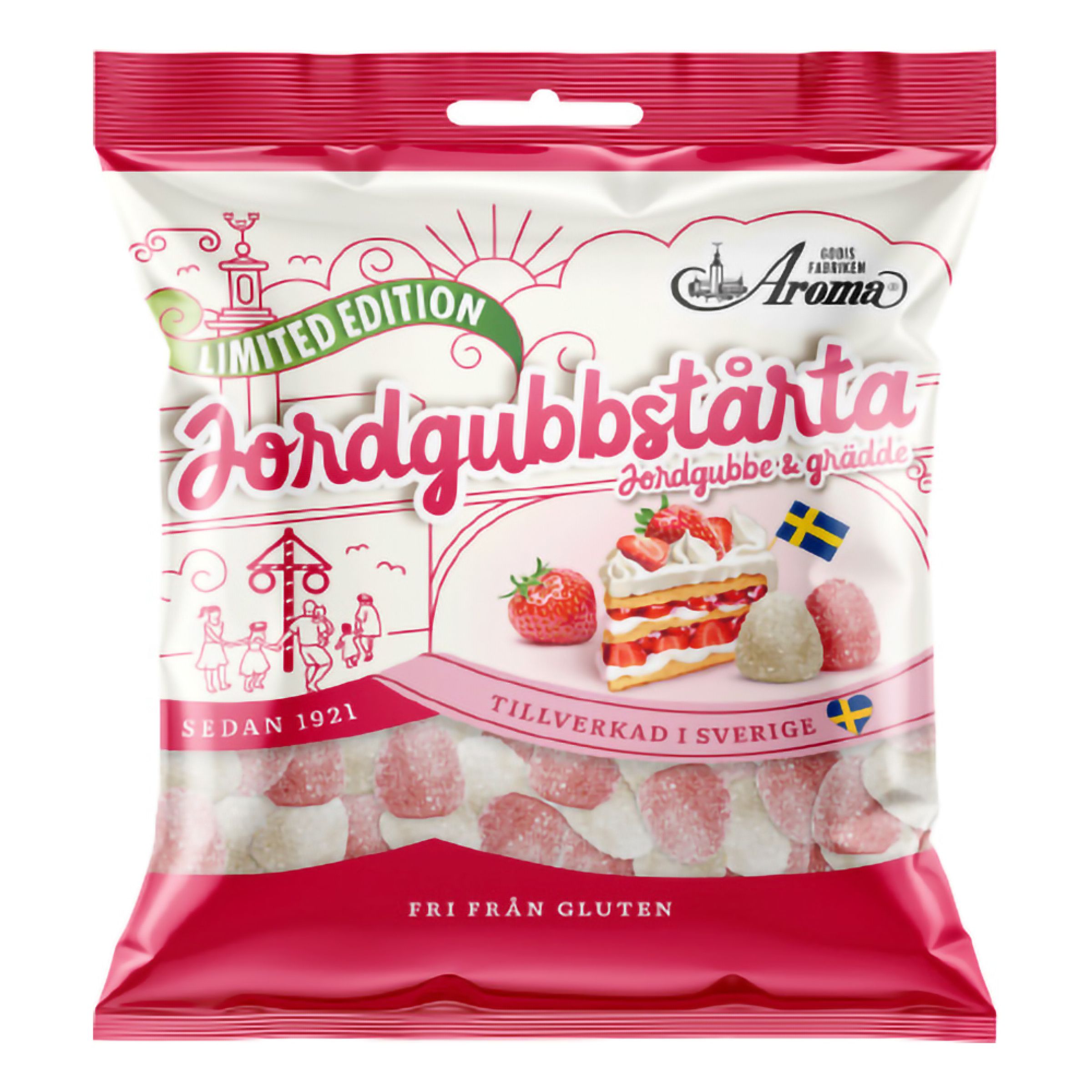 Aroma Jordgubbstårta - 125 gram | Hem - Godis & Läsk - Godis - Gelégodis | Pryloteket