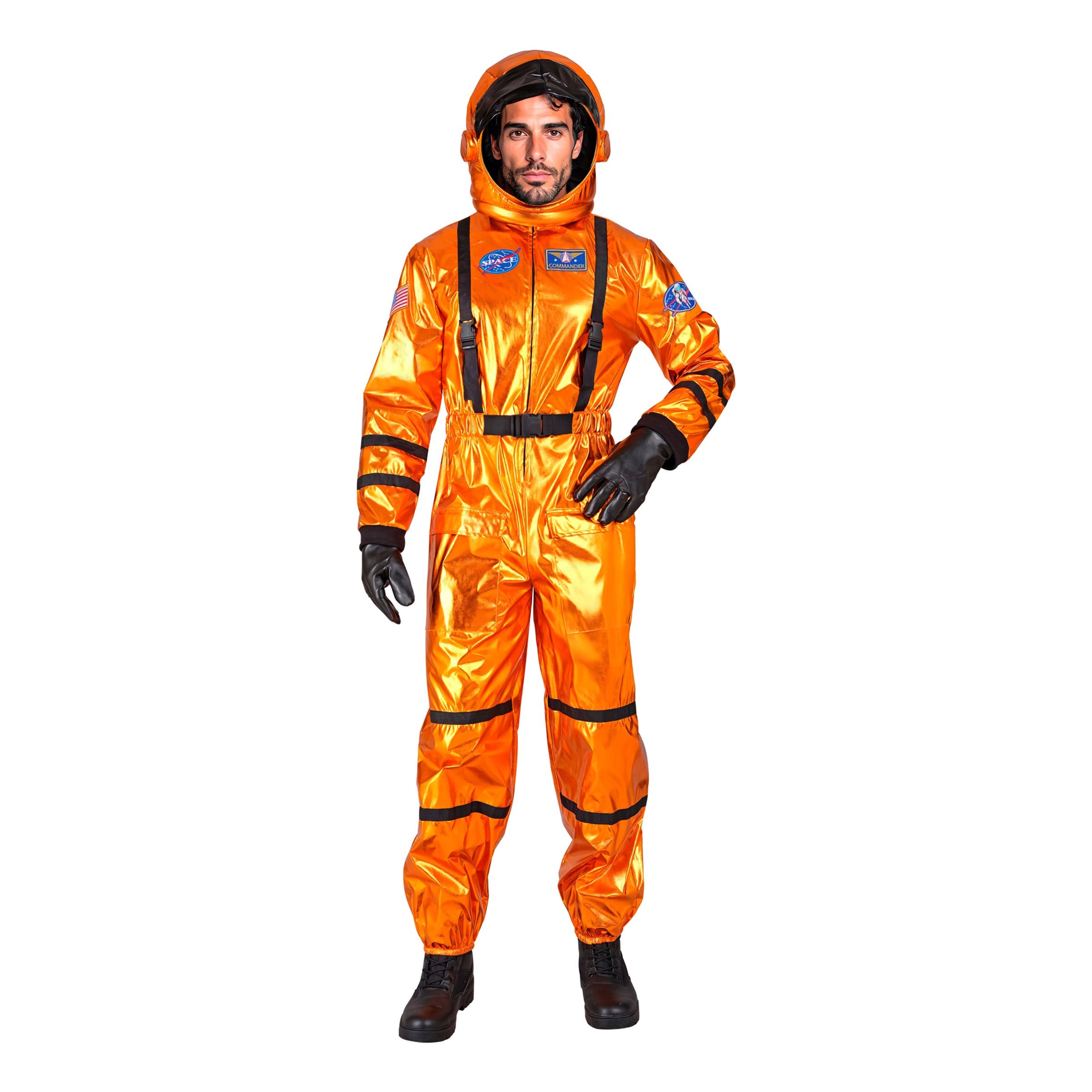 Astronaut Orange Metallic Herr Maskeraddräkt - Small | Hem - Maskerad - Maskeraddräkter - Herrdräkter | Party Outlet