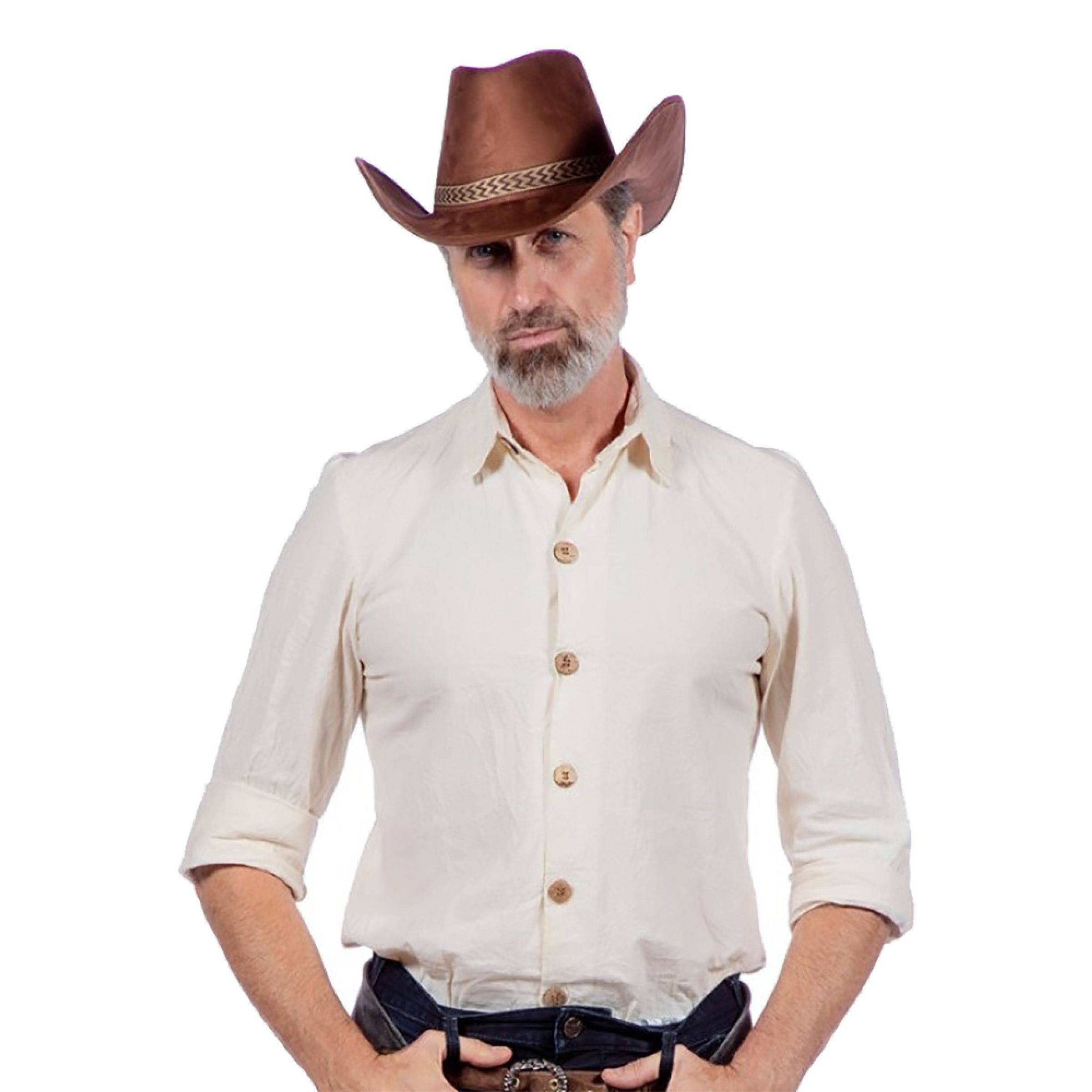 Autentisk Western Skjorta Herr Naturvit - 56 | Hem - Maskerad - Tillbehör - Ăverdelar | Pryloteket
