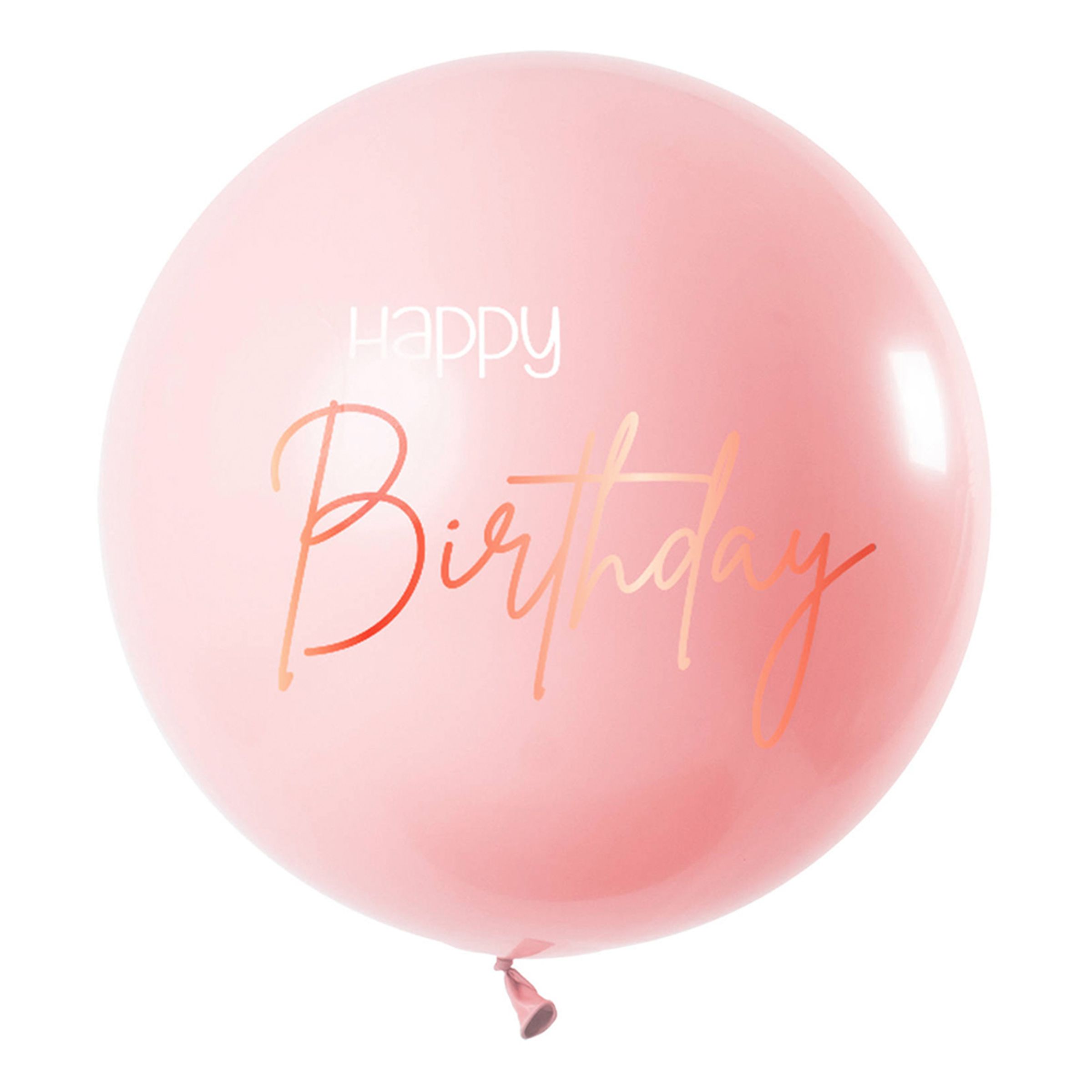 Läs mer om Ballong XL Happy Birthday Rund Lush Blush - 1-pack