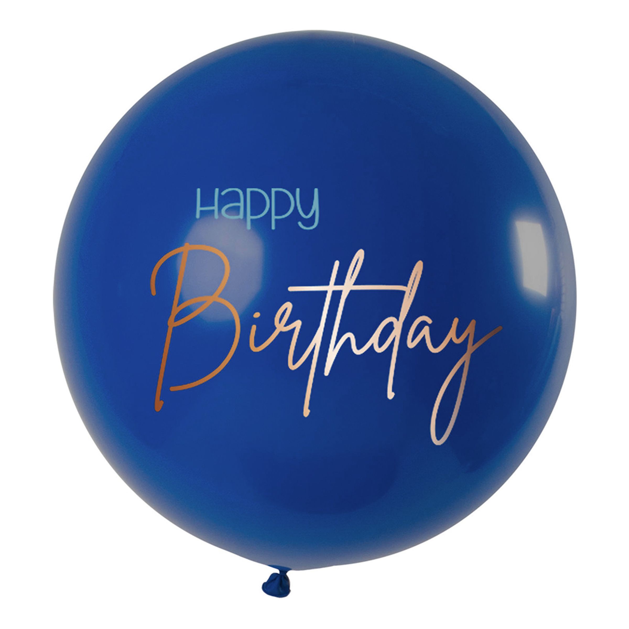 Läs mer om Ballong XL Happy Birthday Rund True Blue - 1-pack