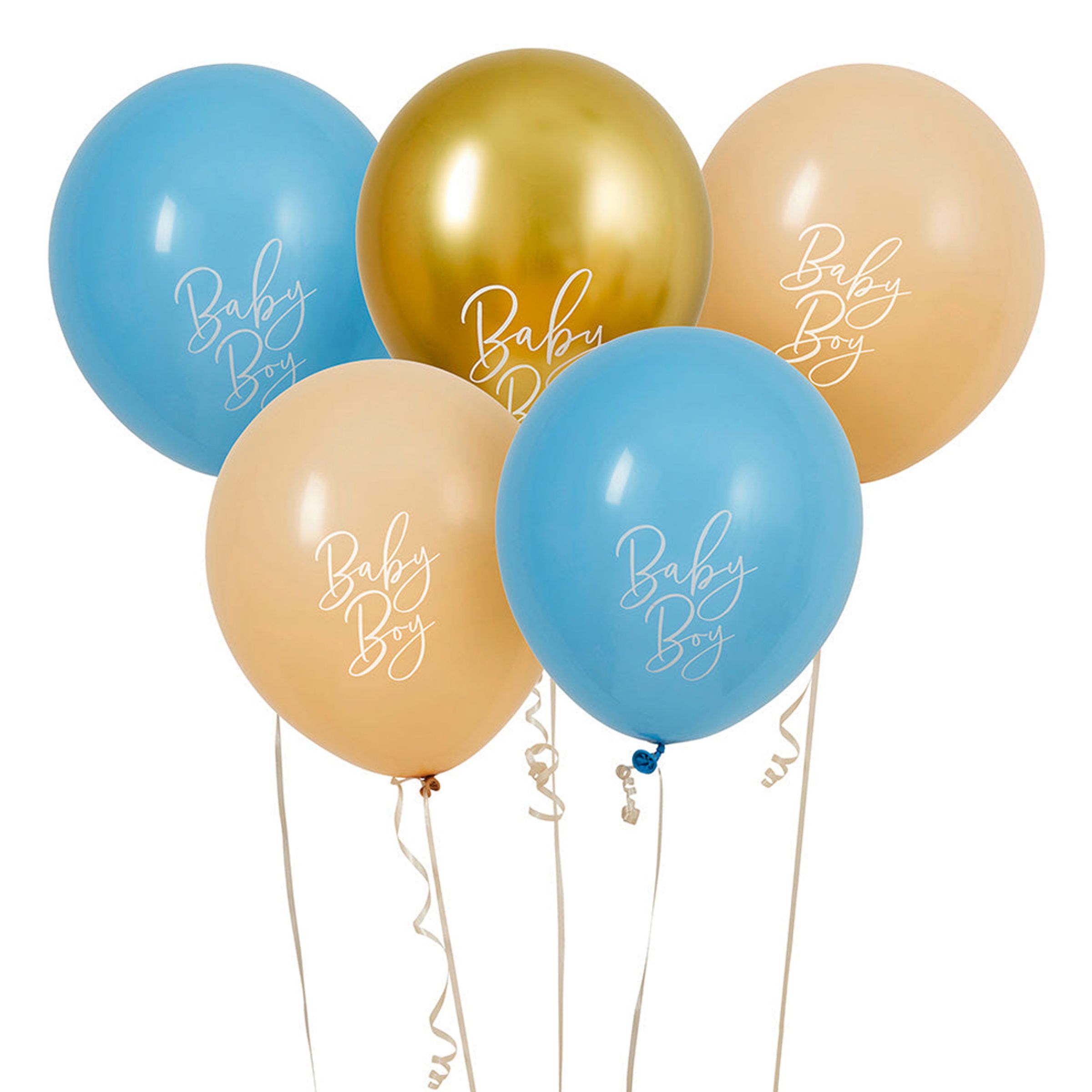 Ballonger Baby Boy Guld/Blå - 5-pack | Hem//Festartiklar//Ballonger//Latexballonger | PartyOutlet