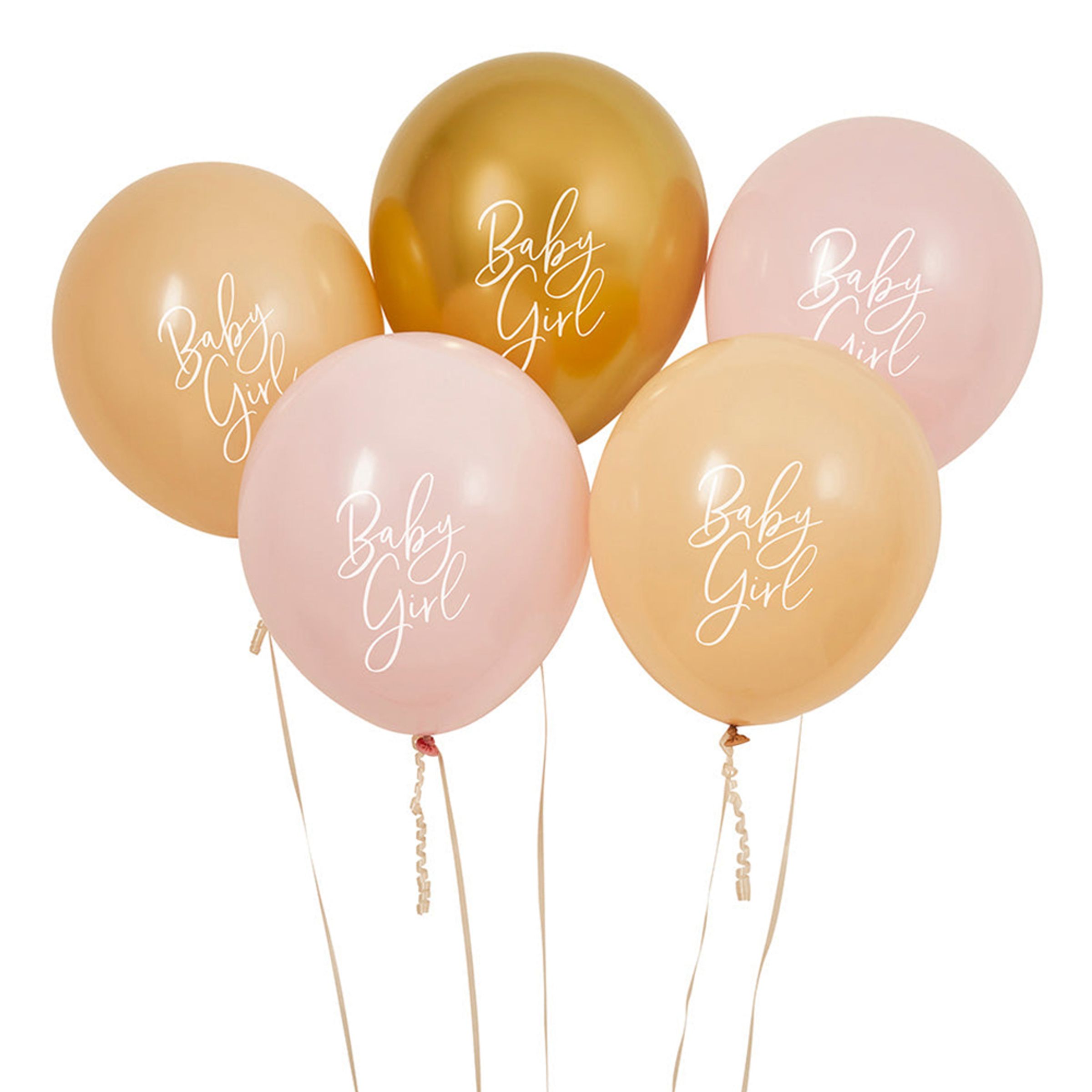 Ballonger Baby Girl Guld/Rosa - 5-pack