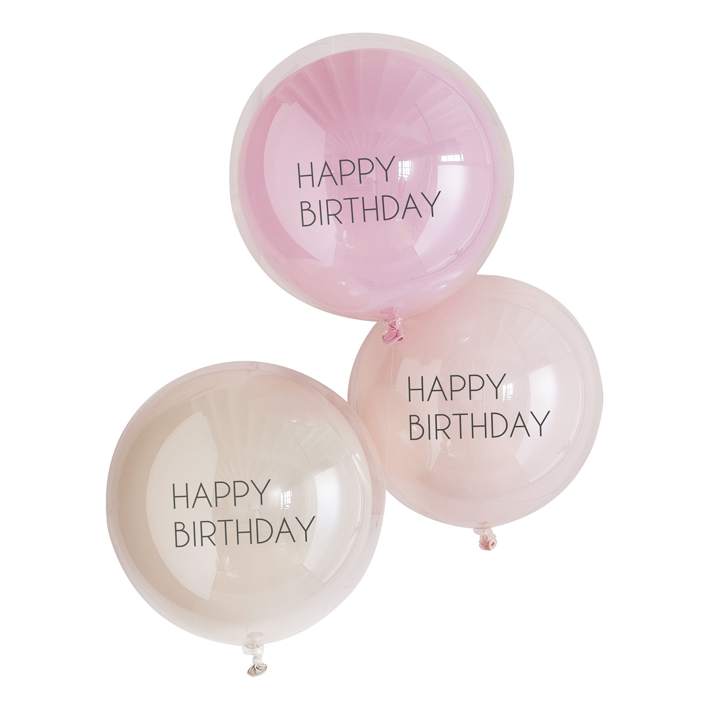Läs mer om Ballonger Dubbla Happy Birthday Rosa - 3-pack