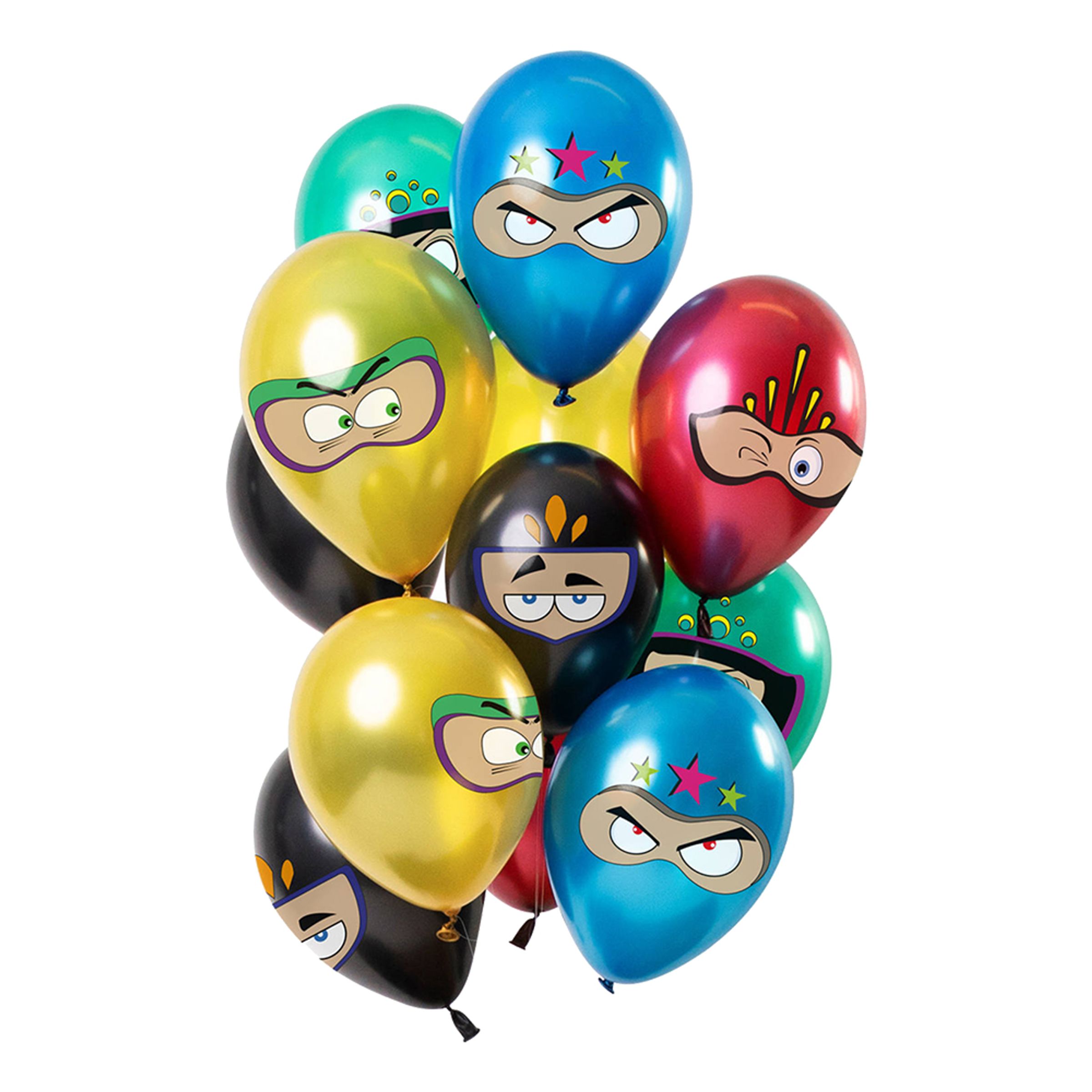 Läs mer om Ballonger Flerfärgade Superhjältar - 12-pack