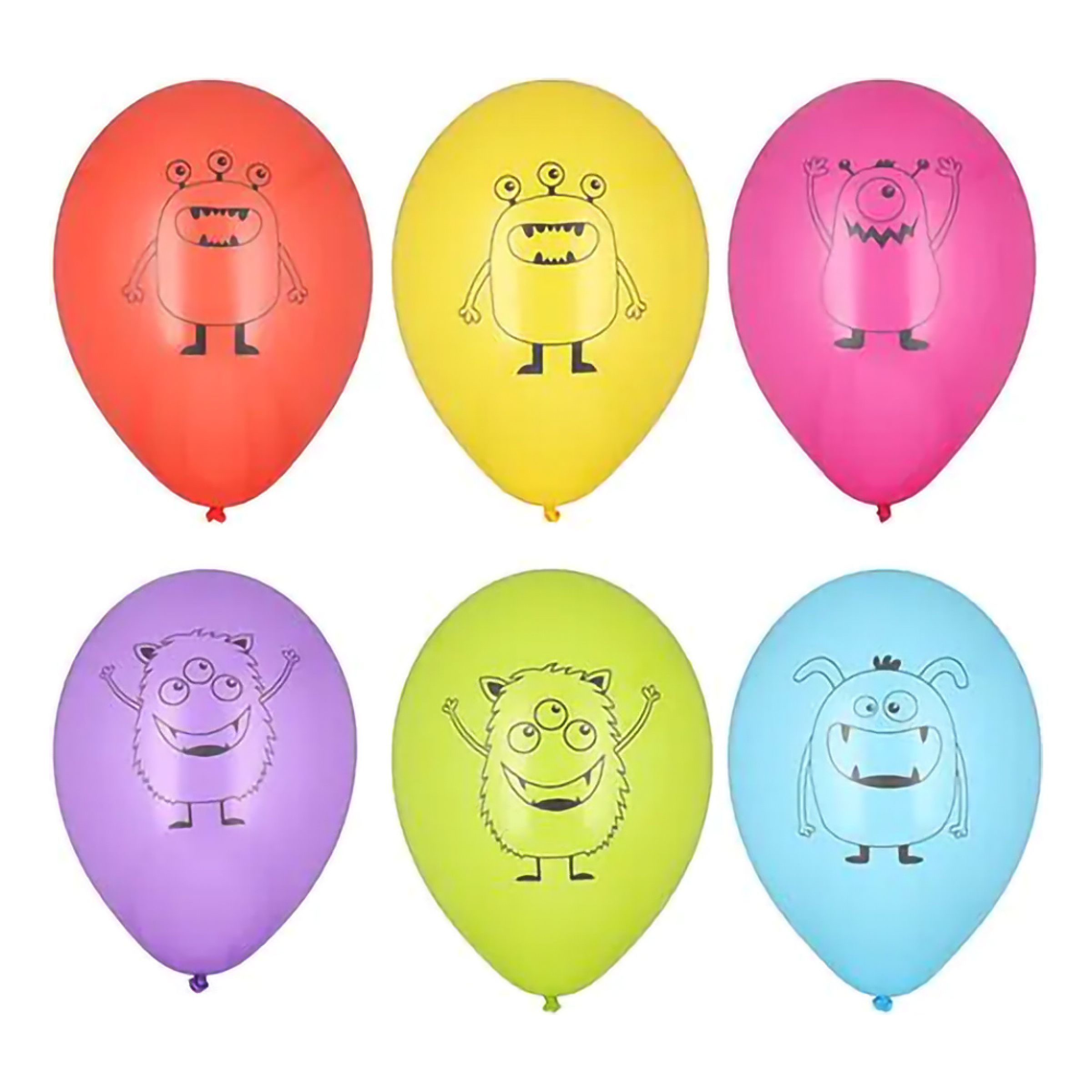 Ballonger Funny Monsters - 6-pack | Hem - Festartiklar - Ballonger - Latexballonger | Maskeradspecialisten