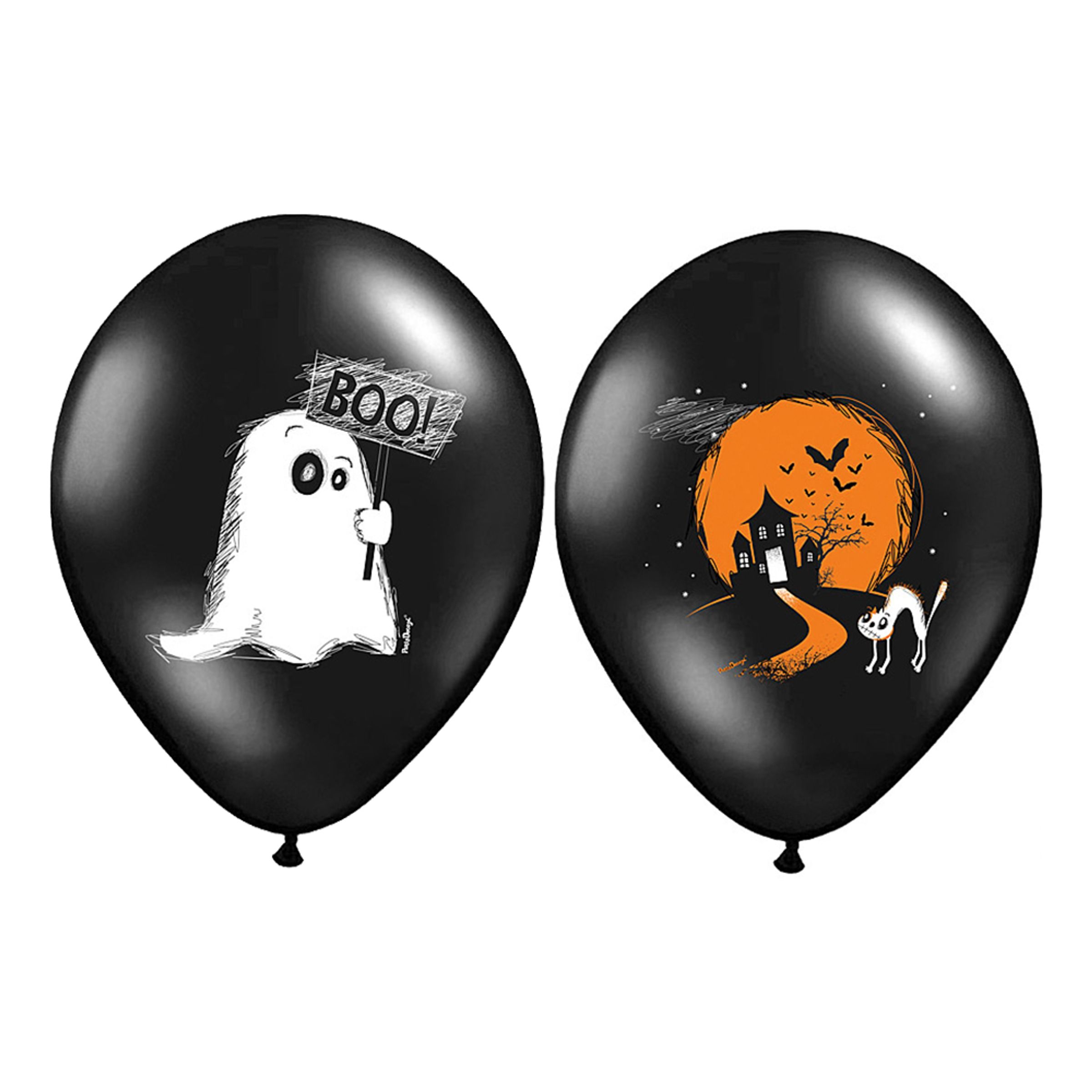 Läs mer om Ballonger Halloween Svart/Orange Pastell - 6-pack