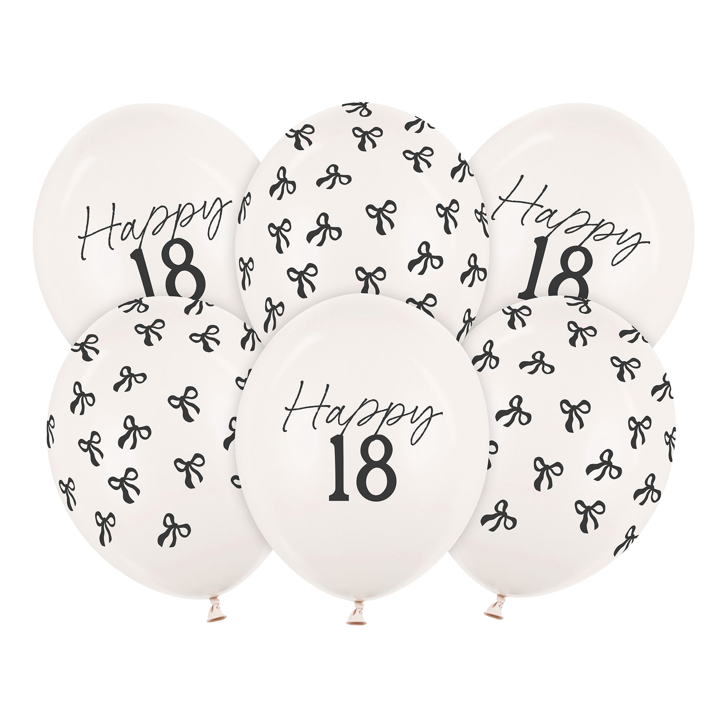 Ballonger Happy 18 med Rosetter - 6-pack | Hem - Festartiklar - Ballonger - Latexballonger | Pryloteket
