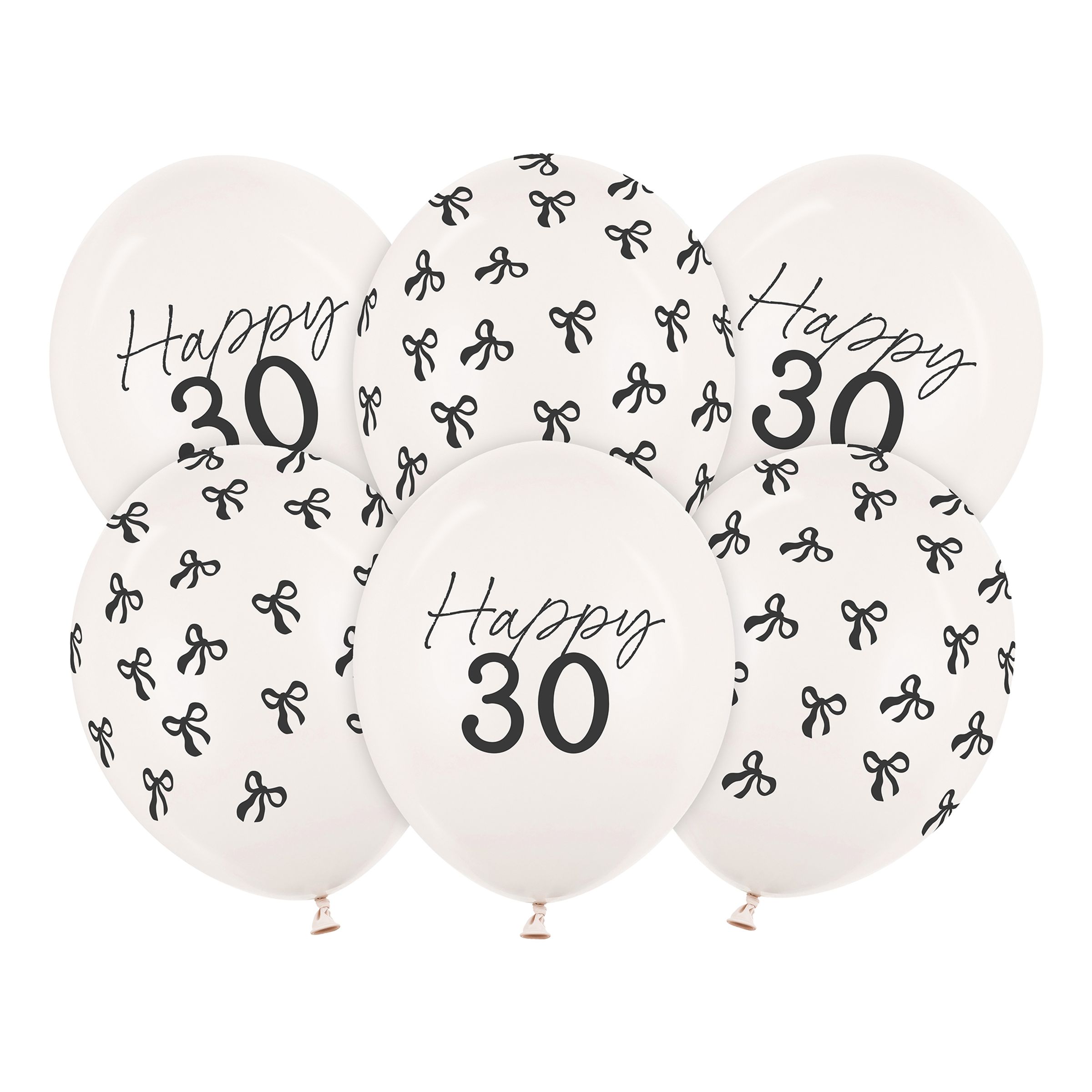Ballonger Happy 30 med Rosetter - 6-pack | Hem - Festartiklar - Ballonger - Latexballonger | Pryloteket