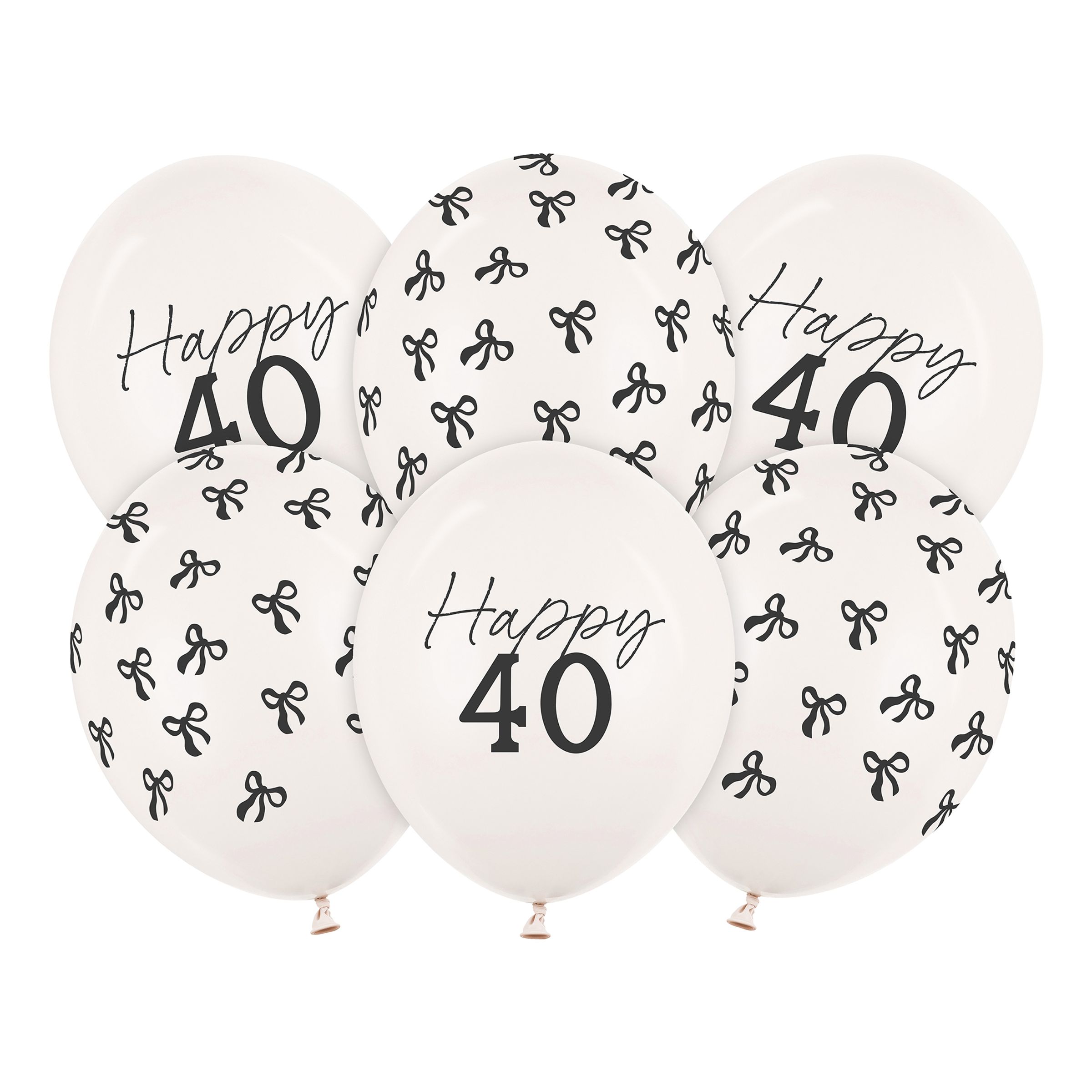 Ballonger Happy 40 med Rosetter - 6-pack | Hem - Festartiklar - Ballonger - Latexballonger | Pryloteket